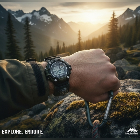Men's velcro digital watch w/ compass